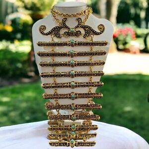 Massive Bohemian Turquoise Cabochon Ladder Necklace